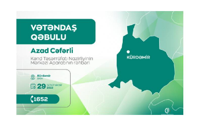 Kənd Təsərrüfatı Nazirliyinin aparat rəhbəri Kürdəmirdə vətəndaşları qəbul edəcək