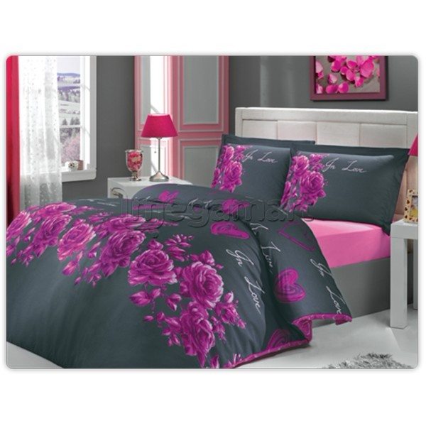 Постельное бельё Hobby Deluxe In Love Grey (2 пододеяльника)