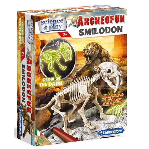 Саблезубый тигр Clementoni Archeogiocando Smilodon FLUO