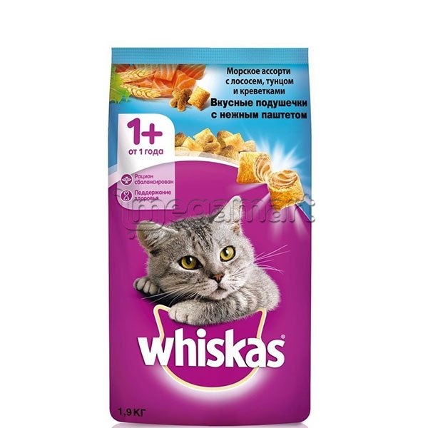Quru yem Whiskas "Dadlı yastıqçalar"