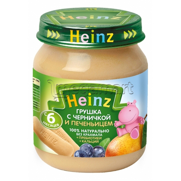 Uşaqlar üçün püre Heinz "Qaragilə, peçenye və armud ilə" Organic, 4 aydan, 120 qr 096918 (8001040096918)