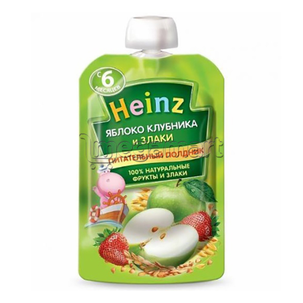 Uşaqlar üçün püre Heinz "Alma-çiyələk və dənli bitkilər", 6 aydan, 90qr 604214 (4600689604214)