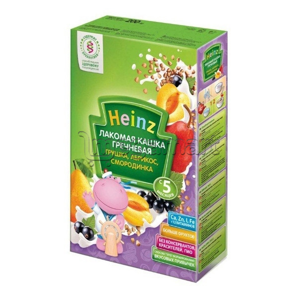 Uşaqlar üçün sıyıq Heinz Qreçkalı armud, ərik, qarağat, 5 aydan., 180qr 601411 (4600689601411)