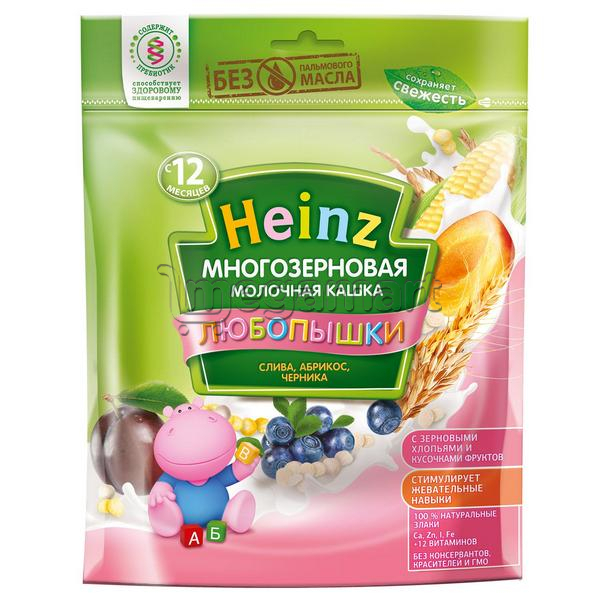  Каша для детей Heinz Многозерновая молочная слива, абрикос, черника, с 12 мес., 200гр (4600689601800)