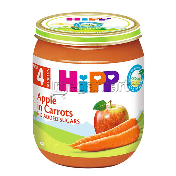 Uşaqlar üçün püre Hipp "Alma, yerkökü ilə", 4 aydan, 125qr (AL4263-01-U)