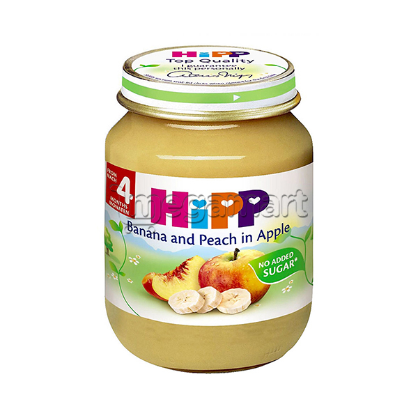 Uşaqlar üçün püre Hipp "Banan, şaftalı və alma ilə", 4 aydan, 125qr (AL4283-02-U)