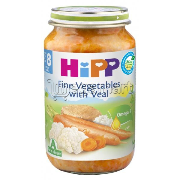 Пюре для детей Hipp "Нежные овощи с телятиной", с 12 мес., 220гр (AL6413-U)
