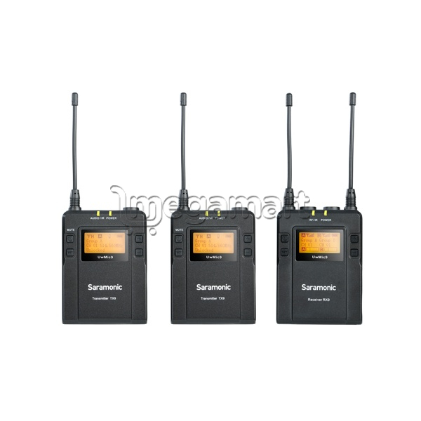 Yaxa mikrofonu üçün Saramonic UwMic9 Kit2 UHF ötürücü sistemi